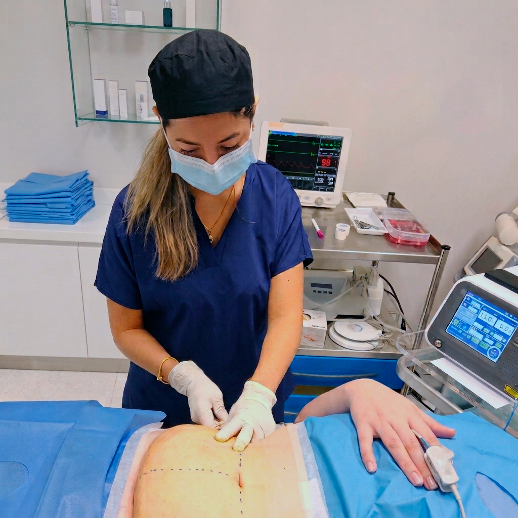 Dra. Cristina Fiallos impartiendo el curso de lipoláser y EndoLift en Renacek, Zaragoza